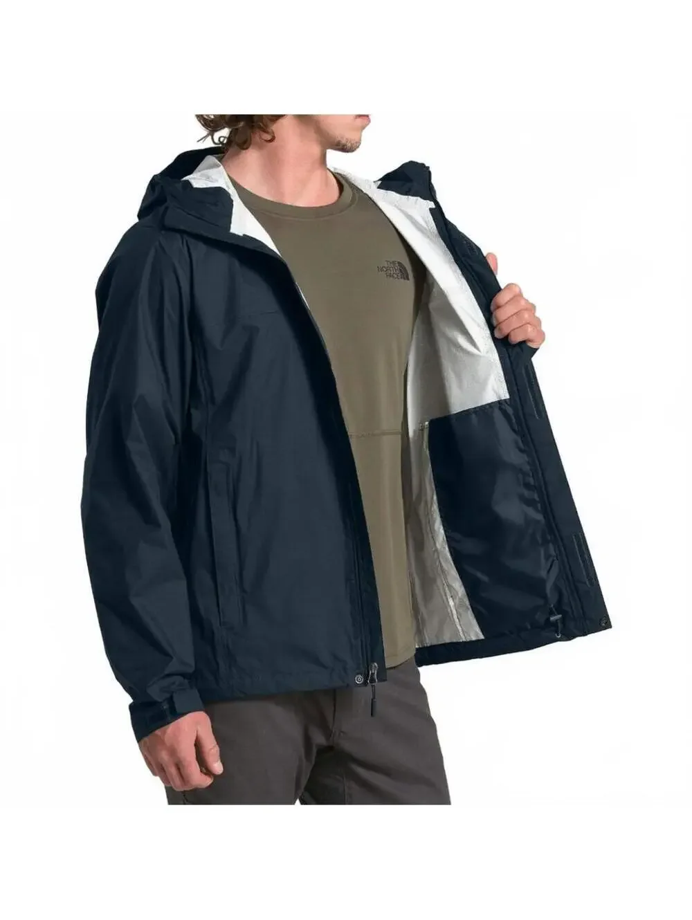 North Face Venture Hooded Rain Jacket Waterproof Urban Navy Men Size Medium NWT